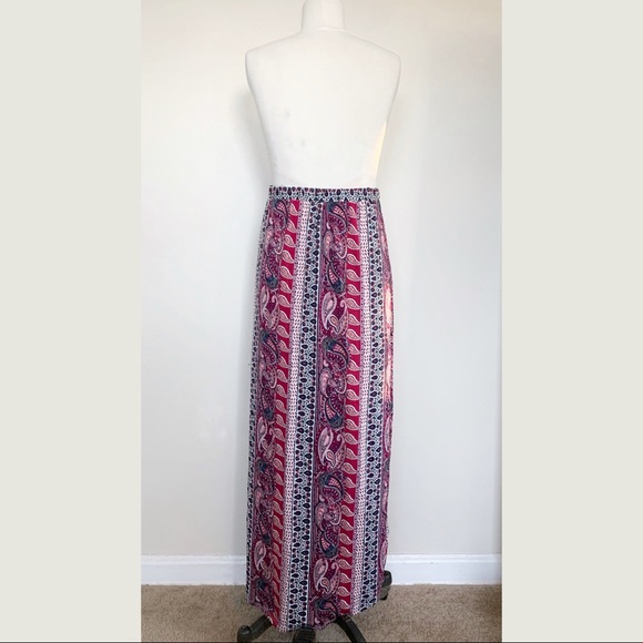 Paisley Printed Hi-Low Side Bow Wrap Skirt NWOT - Picture 4 of 5